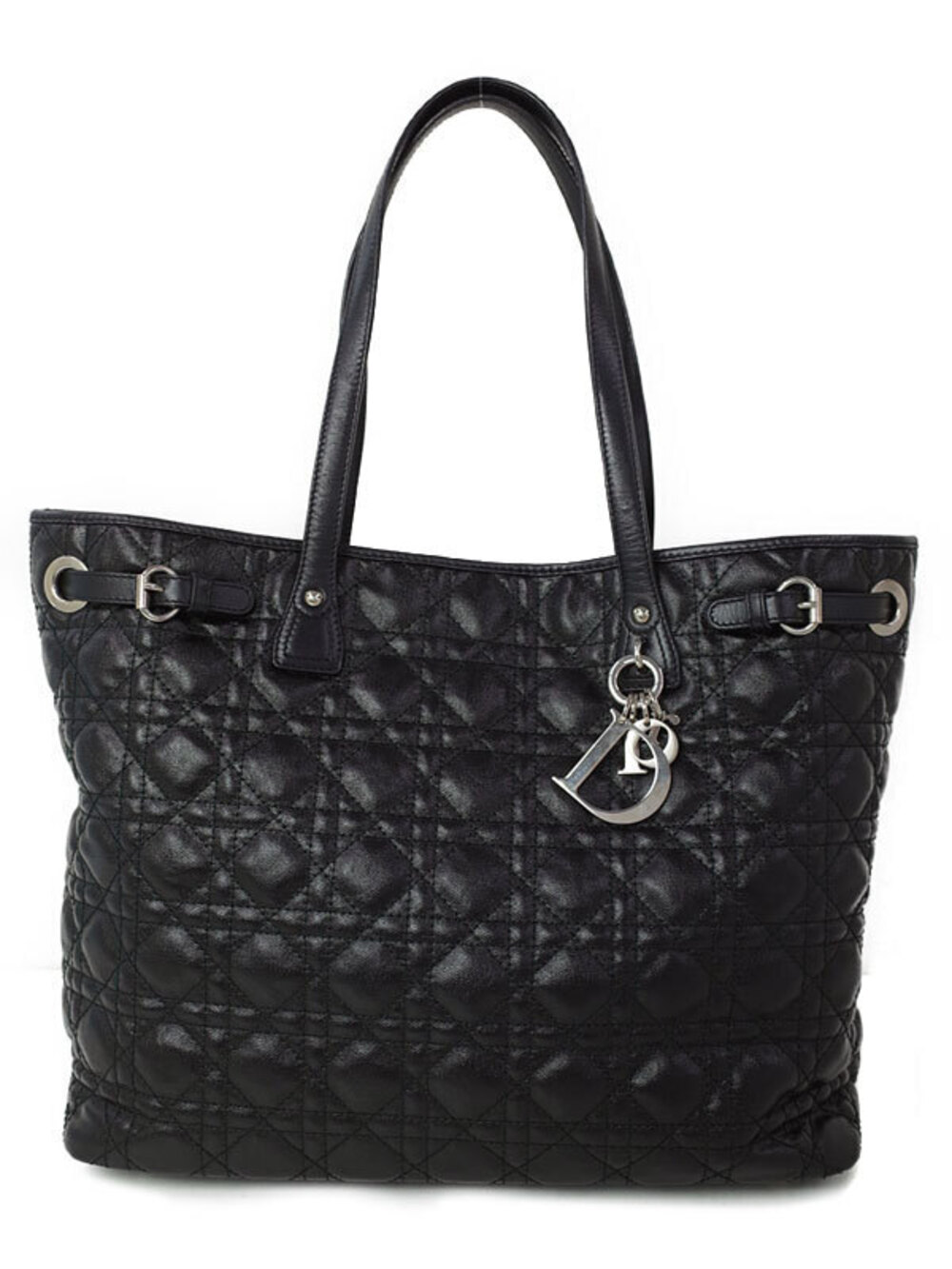 Christian Dior Black Cannage Panarea Tote quilted Black
